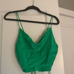 Zara Cropped Satin Tie Top